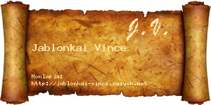 Jablonkai Vince névjegykártya